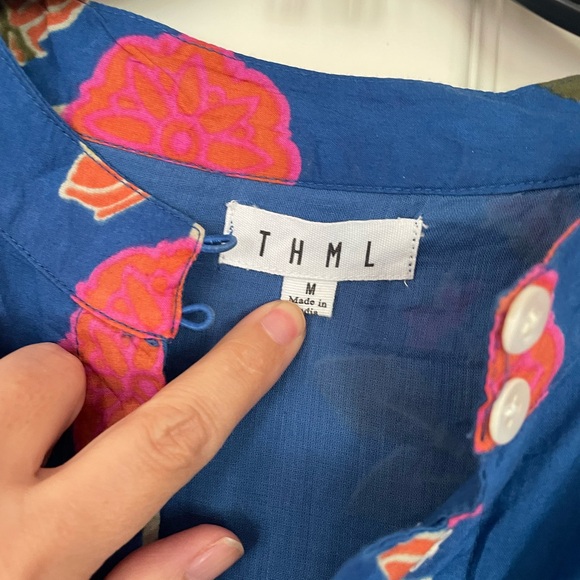 THML Blue floral print 100% cotton dress - Picture 2 of 4